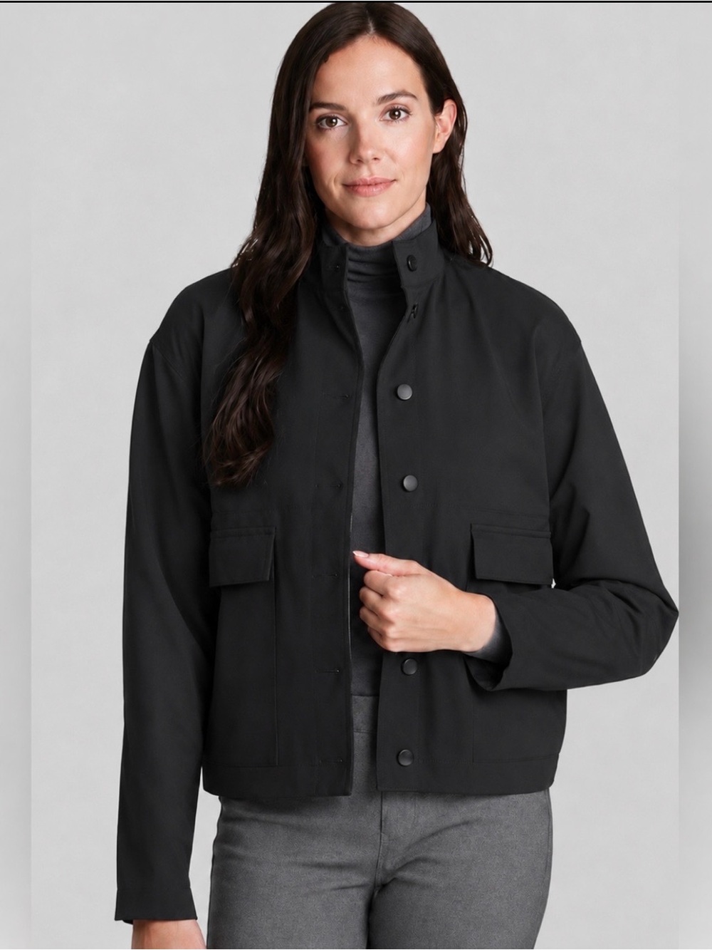 Kit and Ace Mulberry Jacket Light Black Size XL Bomber Utility Tencel Cashmere